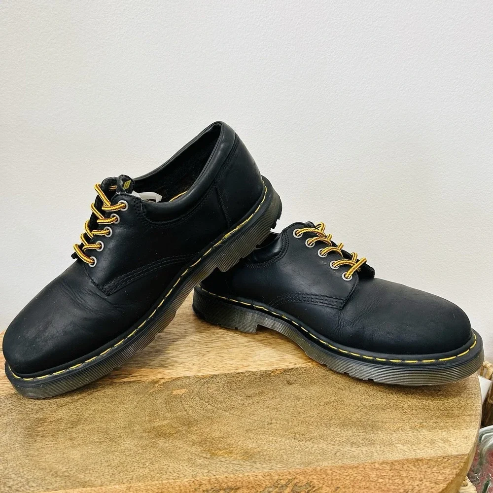 Dr. Martens 5 Eyed Black Leather Platform Oxford Lace-Up Shoes Men's 12 24045